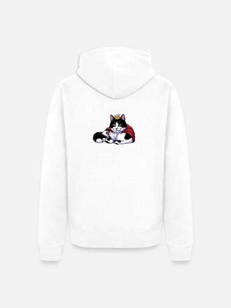 Königskatze mit Krone - Unisex Premium Bio Zip Hoodie - Weiß