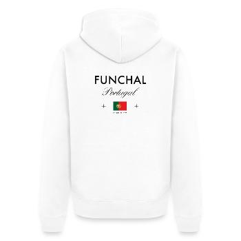 Funchal Portugal Koordinaten Reise Souvenir - Unisex Premium Bio Zip Hoodie - Weiß - Hinten - Thijin (182cm)