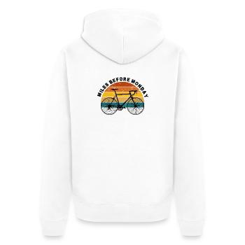 Silhouette du cycliste au coucher du soleil - Veste à capuche bio Premium Unisexe - blanc - Dos - Thijin (182cm)