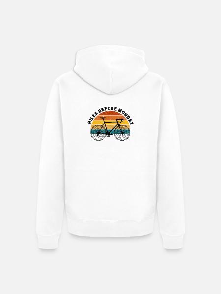 Sonnenuntergang-Radfahrer Silhouette - Unisex Premium Bio Zip Hoodie - Weiß