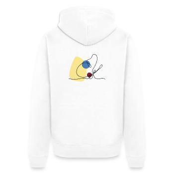 Aronde en linéaire avec fond coloré - Veste à capuche bio Premium Unisexe - blanc - Dos - Thijin (182cm)