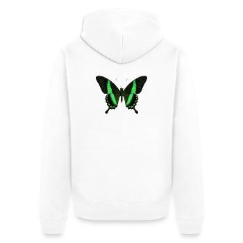 Smaragdschwalbenschwanz Papilio palinurus Schmetterling - Unisex Premium Bio Zip Hoodie - Weiß - Hinten - Thijin (182cm)
