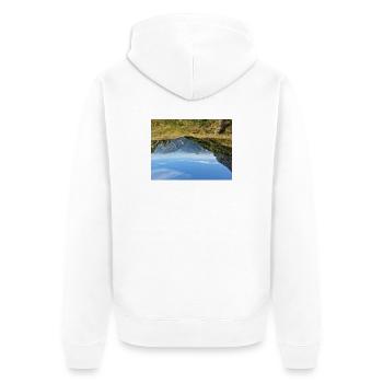 Alpine Panorama - Unisex Premium Bio Zip Hoodie - Weiß - Hinten - Thijin (182cm)