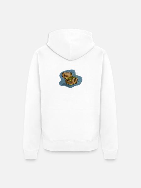 Schatztruhe mit Goldglanz - Unisex Premium Bio Zip Hoodie - Weiß