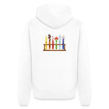 Bunte Reagenzgläser Comicstil - Unisex Premium Bio Zip Hoodie - Weiß - Hinten - Thijin (182cm)