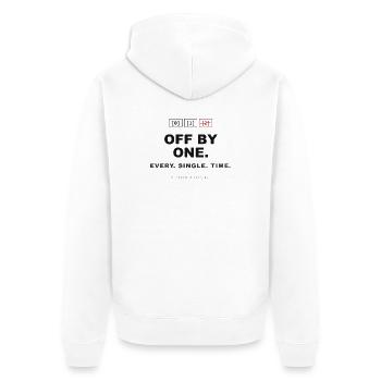 Off By One - Unisex Premium Bio Zip Hoodie - Weiß - Hinten - Thijin (182cm)
