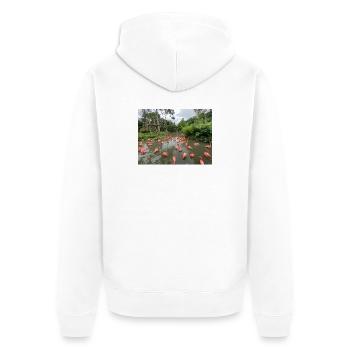 Flamingos im Sumpf - Unisex Premium Bio Zip Hoodie - Weiß - Hinten - Thijin (182cm)