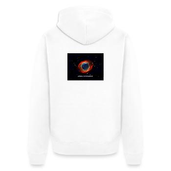 Helixnebel - Unisex Premium Bio Zip Hoodie - Weiß - Hinten - Thijin (182cm)