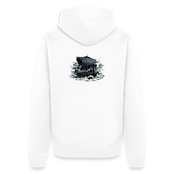 Nachtviking Drachenboot - Unisex Premium Bio Zip Hoodie - Weiß - Hinten - Thijin (182cm)