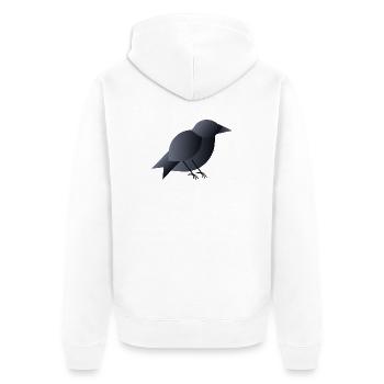 Geometrischer dunkelblauer Vogel - Unisex Premium Bio Zip Hoodie - Weiß - Hinten - Thijin (182cm)