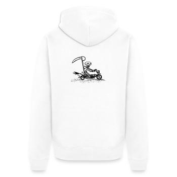 Motorrad Rocker - Unisex Premium Bio Zip Hoodie - Weiß - Hinten - Thijin (182cm)