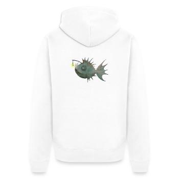 Anglerfisch - Unisex Premium Bio Zip Hoodie - Weiß - Hinten - Thijin (182cm)