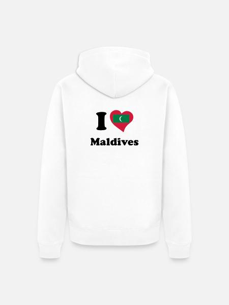 I love Maldives - Io amo Maldive - Felpa con cappuccio ecologica premium unisex - bianco
