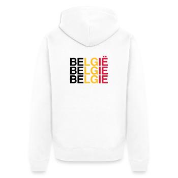 BELGIE Belgian Flag - Belgien - Belgium 2024 - Unisex Premium Bio Zip Hoodie - Weiß - Hinten - Thijin (182cm)