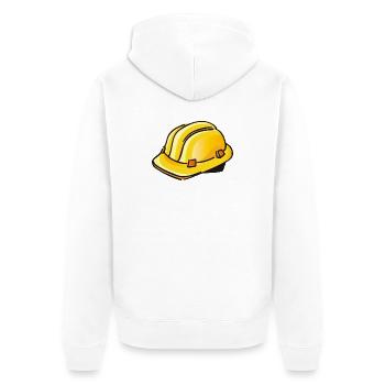 gelber Bauhelm | hard hat - Unisex Premium Bio Zip Hoodie - Weiß - Hinten - Thijin (182cm)