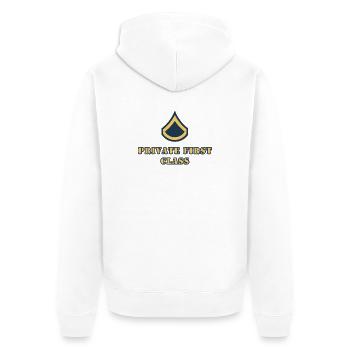 Private First Class - Unisex Premium Bio Zip Hoodie - Weiß - Hinten - Thijin (182cm)