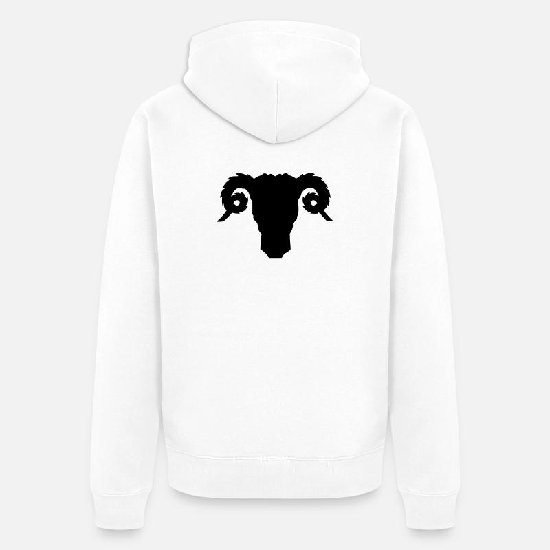 Bock- oder Rammkopfschattenbild - Unisex Premium Bio Zip Hoodie - Weiß