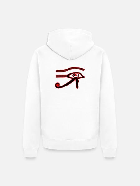 Oeil de râ oeil d’horus - Veste à capuche bio Premium Unisexe - blanc