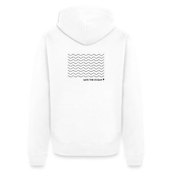 Save the ocean! - Unisex Premium Bio Zip Hoodie - Weiß - Hinten - Thijin (182cm)