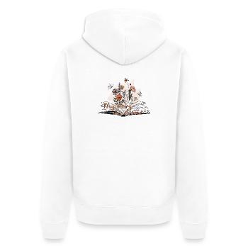 Meine Geschichte ist noch nicht zu Ende - Unisex Premium Bio Zip Hoodie - Weiß - Hinten - Thijin (182cm)