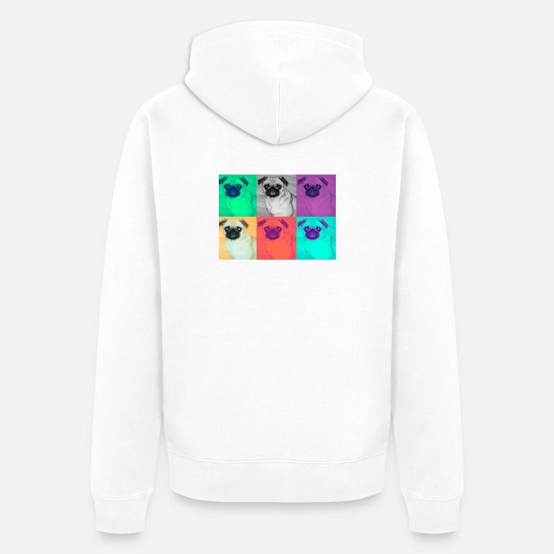 Pop Art Conception de chien - Veste à capuche bio Premium Unisexe - blanc