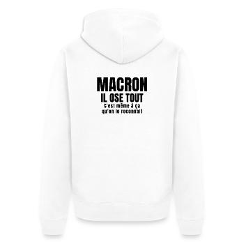 Macron, président, politique - Veste à capuche bio Premium Unisexe - blanc - Dos - Thijin (182cm)