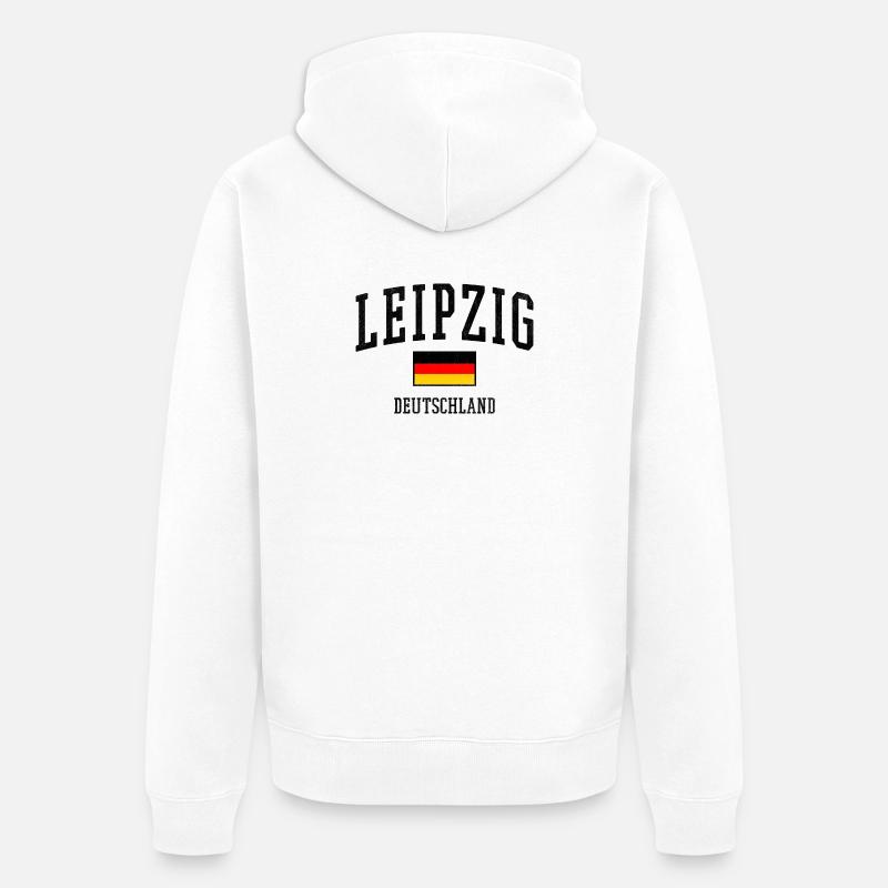 Leipzig Allemagne Design avec drapeau - Veste à capuche bio Premium Unisexe - blanc