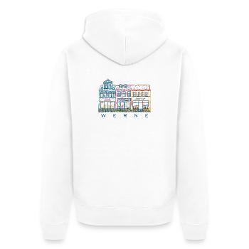 Werne, colorful row of houses on the market, district of Unna, North Rhine-Westphalia - Unisex Premium Organic Zip Hoodie - white - Back - Thijin (182cm)