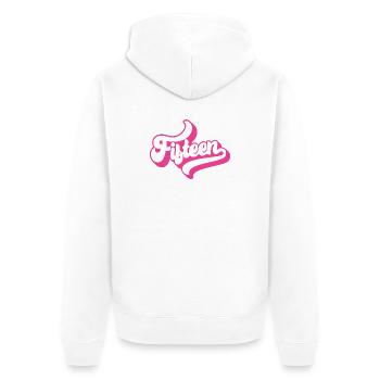 Quinze 15e anniversaire pour les filles de 15 ans - Veste à capuche bio Premium Unisexe - blanc - Dos - Thijin (182cm)