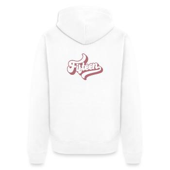 Quinze 15e anniversaire pour les filles de 15 ans - Veste à capuche bio Premium Unisexe - blanc - Dos - Thijin (182cm)