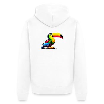 Tukan - Unisex Premium Bio Zip Hoodie - Weiß - Hinten - Thijin (182cm)
