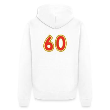 60. 60 YEARS. 60th ANNIVERSARY. 60TH BIRTHDAY. - Unisex Premium Organic Zip Hoodie - white - Back - Thijin (182cm)