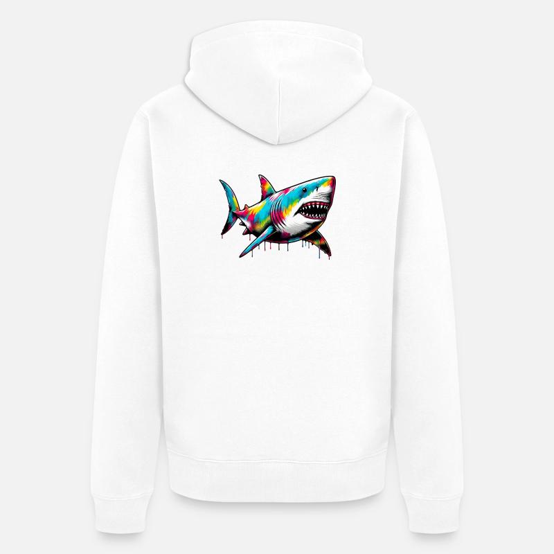 Requin - Veste à capuche bio Premium Unisexe - blanc