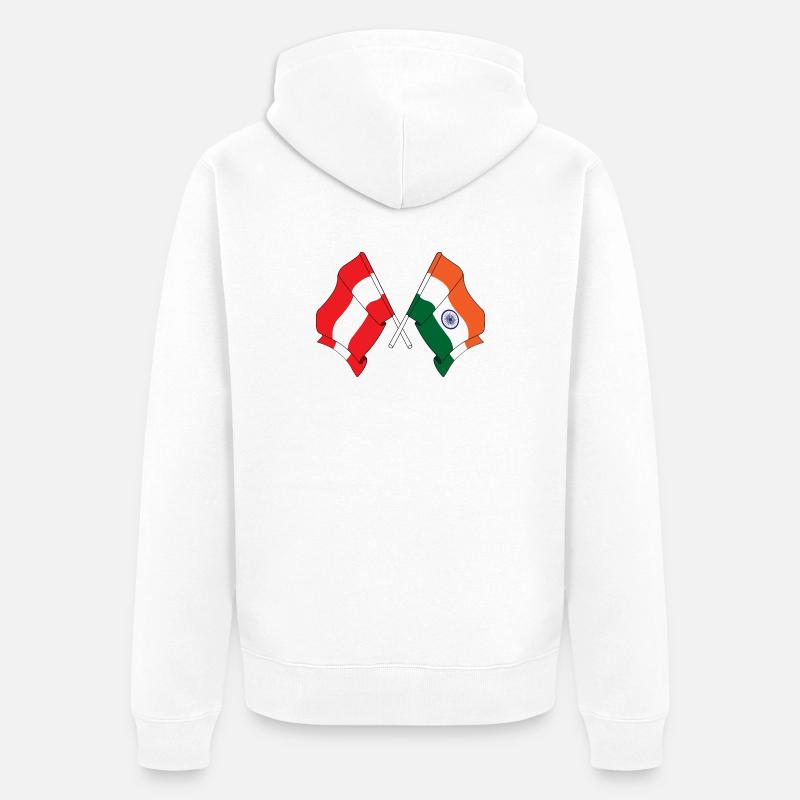 Drapeau Autriche, Drapeau Inde - Veste à capuche bio Premium Unisexe - blanc