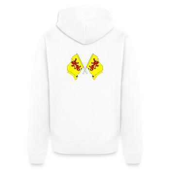 Zwei Flaggen der Provinz Südholland - Unisex Premium Bio Zip Hoodie - Weiß - Hinten - Thijin (182cm)