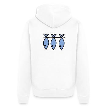 FISH. APRIL FOOLS. HUMOR. SEA. OCEAN - Unisex Premium Organic Zip Hoodie - white - Back - Thijin (182cm)