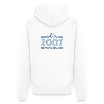 Geburtstag Jahrgang 2007 Retro Natur Berge - Unisex Premium Bio Zip Hoodie - Weiß - Hinten - Thijin (182cm)