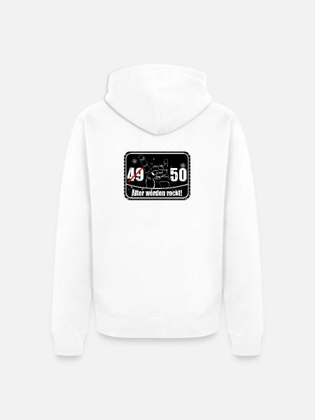 49/50 Alter rockt - Unisex Premium Bio Zip Hoodie - Weiß