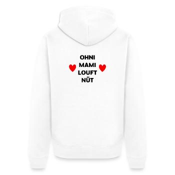 Ohni Mami louft nüt – Herz Design Mundart - Veste à capuche bio Premium Unisexe - blanc - Dos - Thijin (182cm)