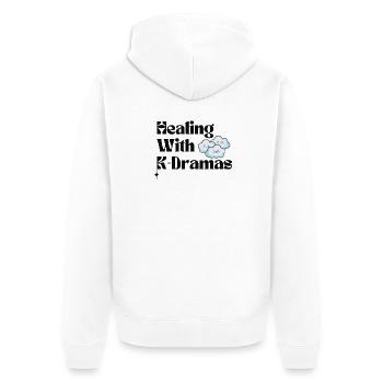 Healing With K-Dramas | Cute Cloud Aesthetic gift - Unisex Premium Organic Zip Hoodie - white - Back - Thijin (182cm)