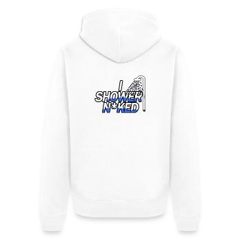In the Shower N*ked - Unisex Premium Organic Zip Hoodie - white - Back - Thijin (182cm)
