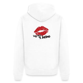 Tag der Liebe Hochzeit Verlobung Geburtstag Kuss - Unisex Premium Bio Zip Hoodie - Weiß - Hinten - Thijin (182cm)