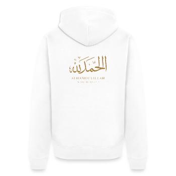 Alhamdulillah lettering - Unisex Premium Organic Zip Hoodie - white - Back - Thijin (182cm)