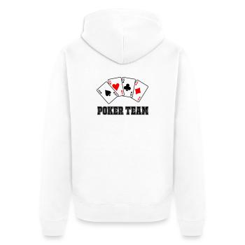 Poker Team - Unisex Premium Organic Zip Hoodie - white - Back - Thijin (182cm)