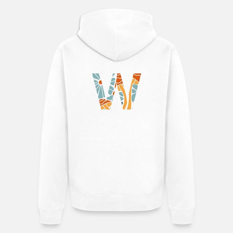 Lettre w fleurs groovy idée cadeau - Veste à capuche bio Premium Unisexe - blanc