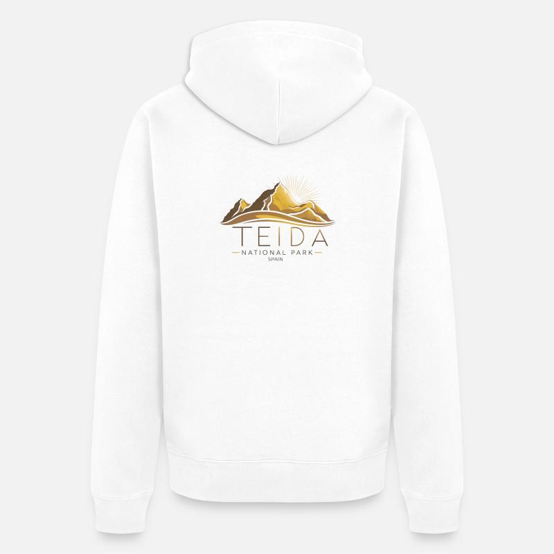 Teide Tenerife Canaries Volcan Espagne Randonnée - Veste à capuche bio Premium Unisexe - blanc