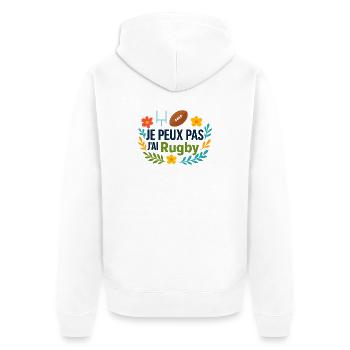 Je peux pas j'ai Rugby floral - Veste à capuche bio Premium Unisexe - blanc - Dos - Thijin (182cm)