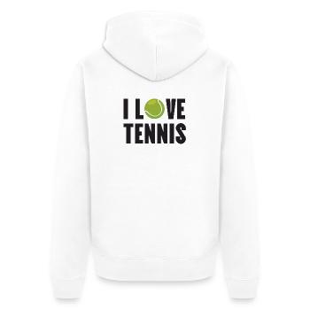 Ich liebe Tennis - Unisex Premium Bio Zip Hoodie - Weiß - Hinten - Thijin (182cm)