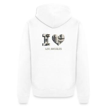 LOS ANGELES – Modern Concrete Lettering - Unisex Premium Bio Zip Hoodie - Weiß - Hinten - Thijin (182cm)
