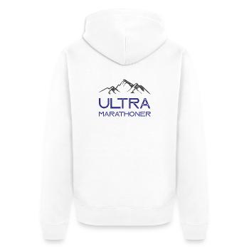 Ultra-Marathonläufer - Unisex Premium Bio Zip Hoodie - Weiß - Hinten - Thijin (182cm)